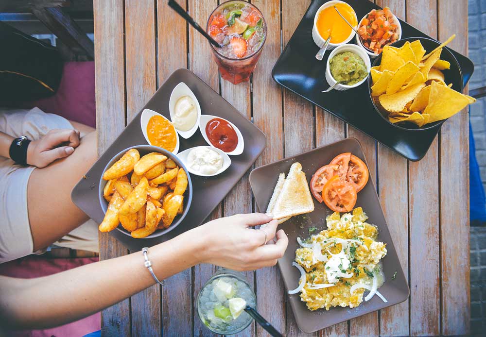 Mexican food on a picnic table