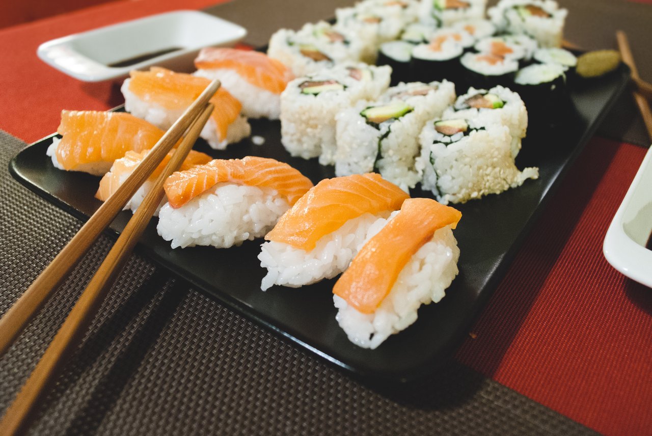 Platter of sushi