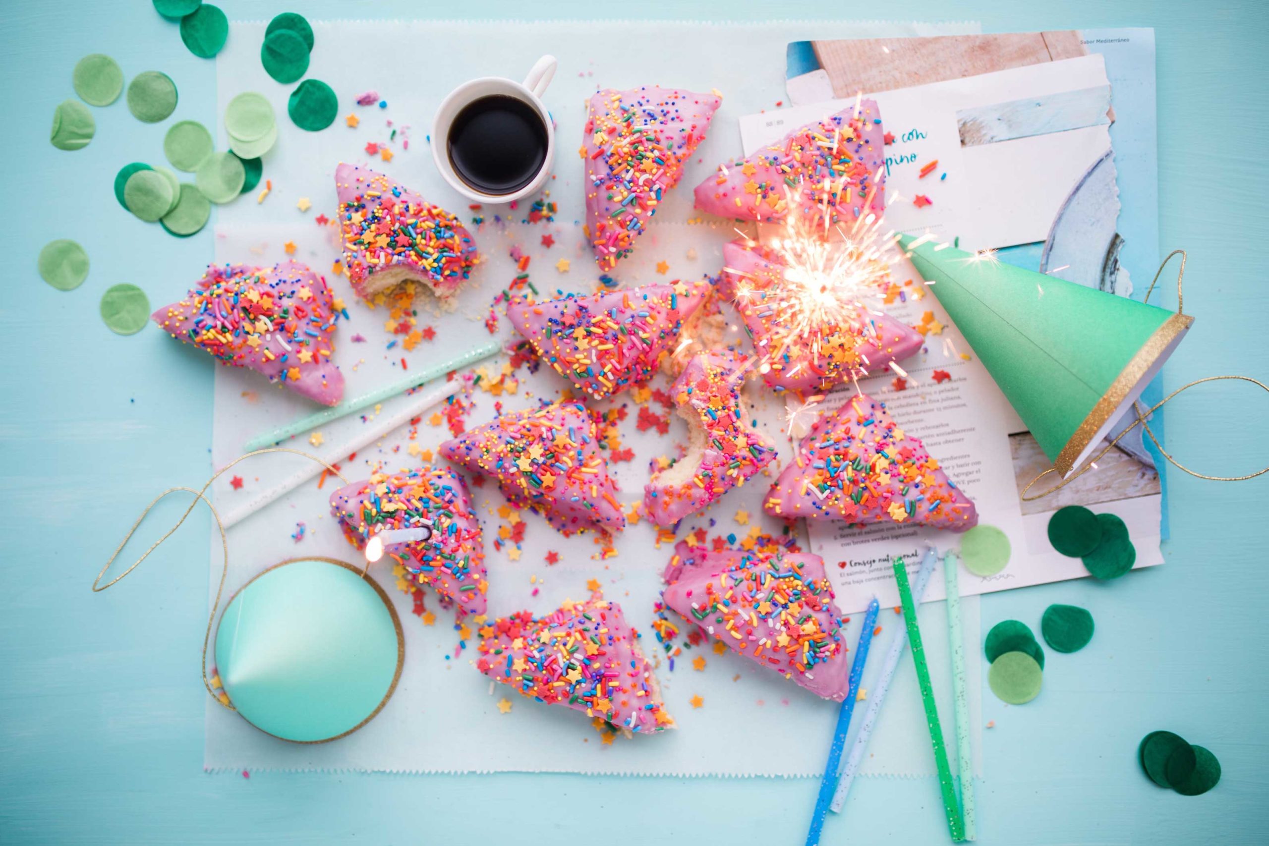 Fun poptarts covered in pink icing and sprinkles with party favors