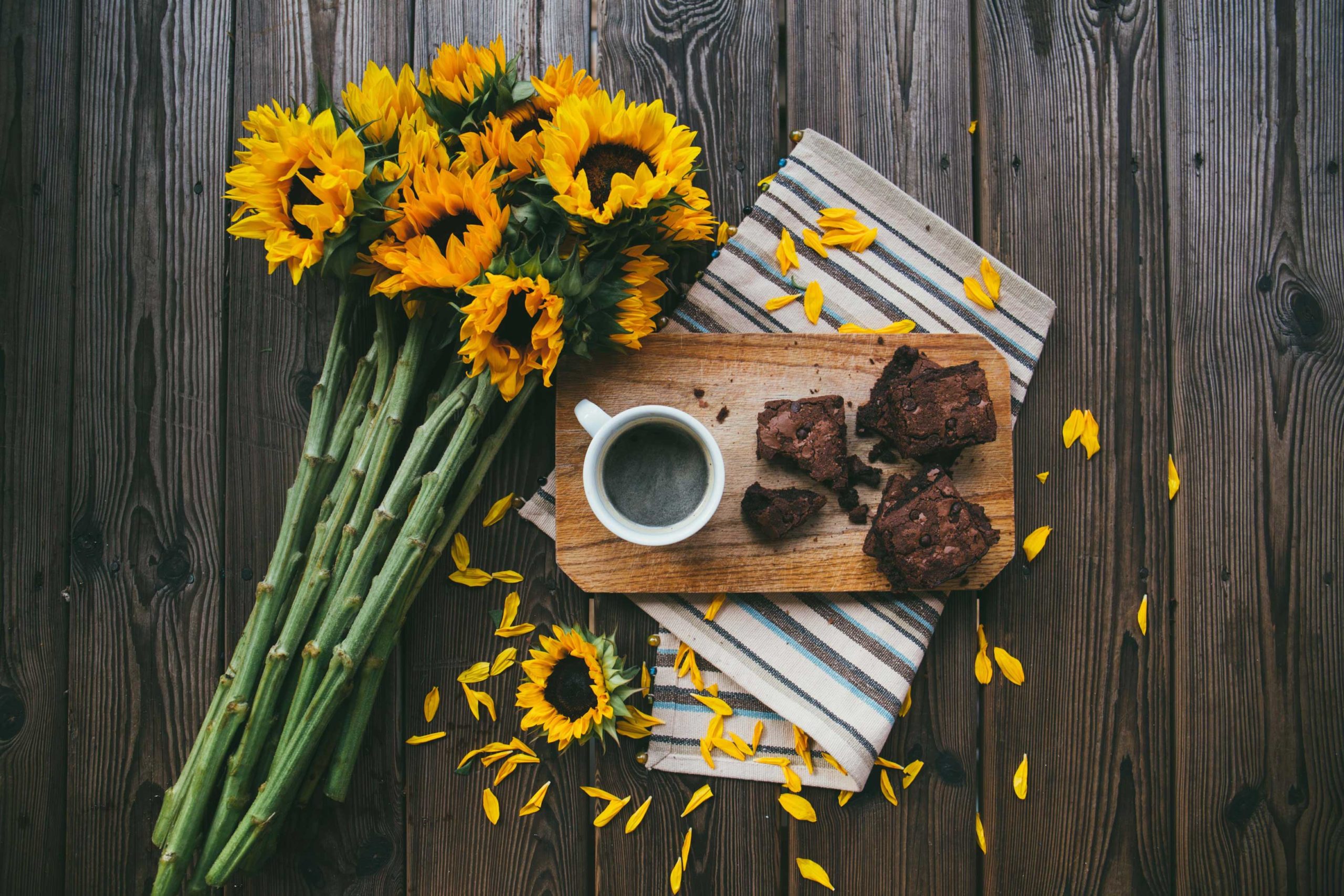 Gourmet Coffee, treats, and sunflowers 