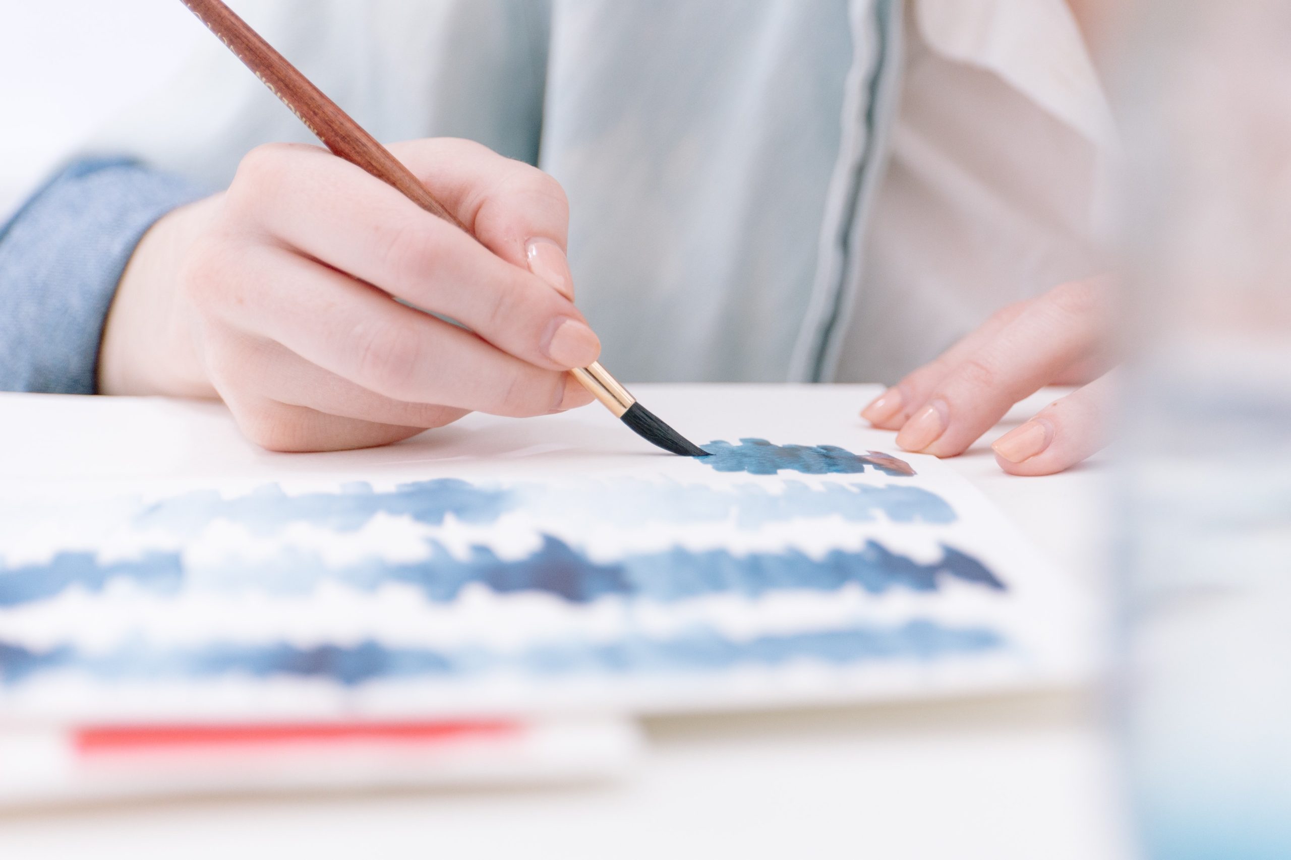 Hand painting watercolor marks