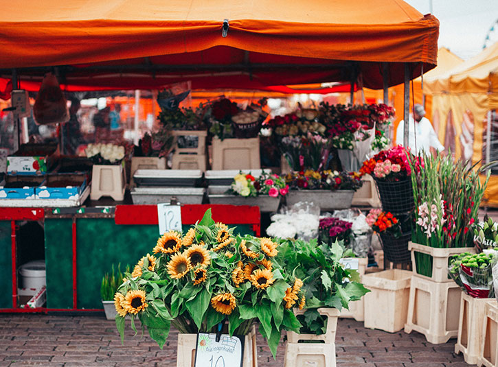 A flower stand at the market
