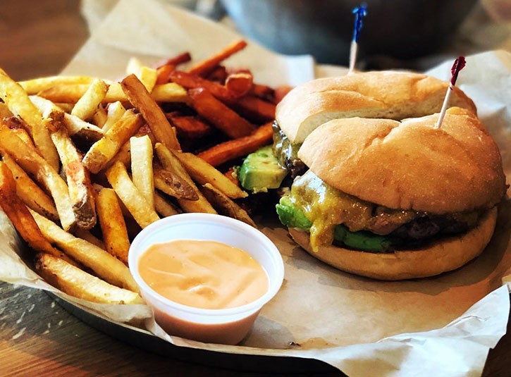 All Star Burger's avocado burger and fries