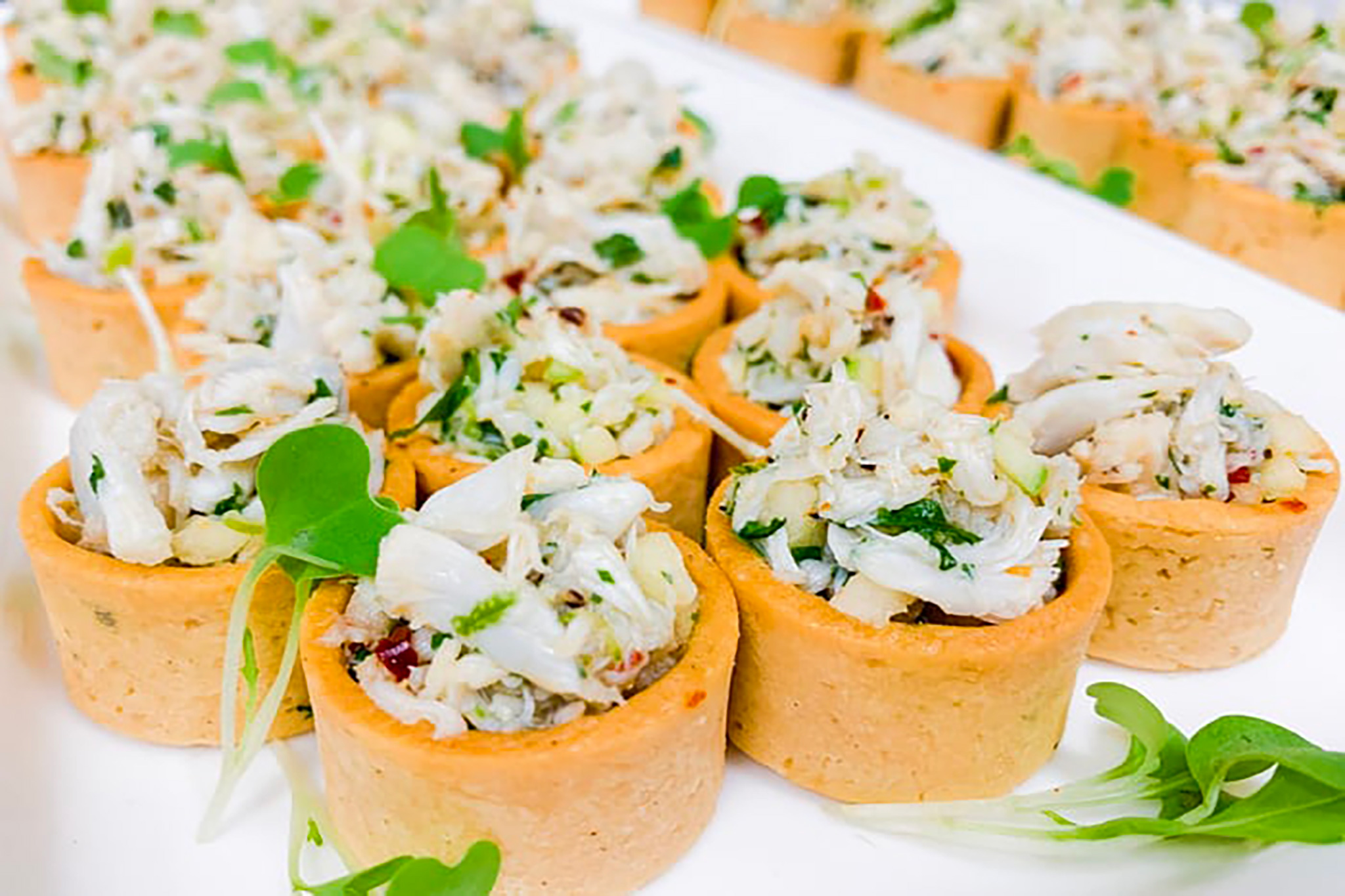 Event catering appetizers on a platter