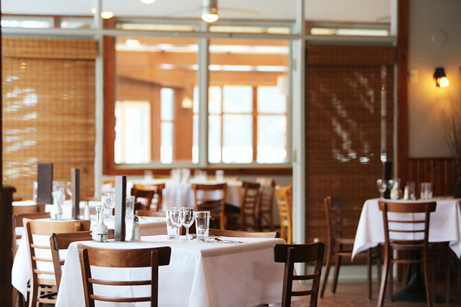 An empty restaurant before service