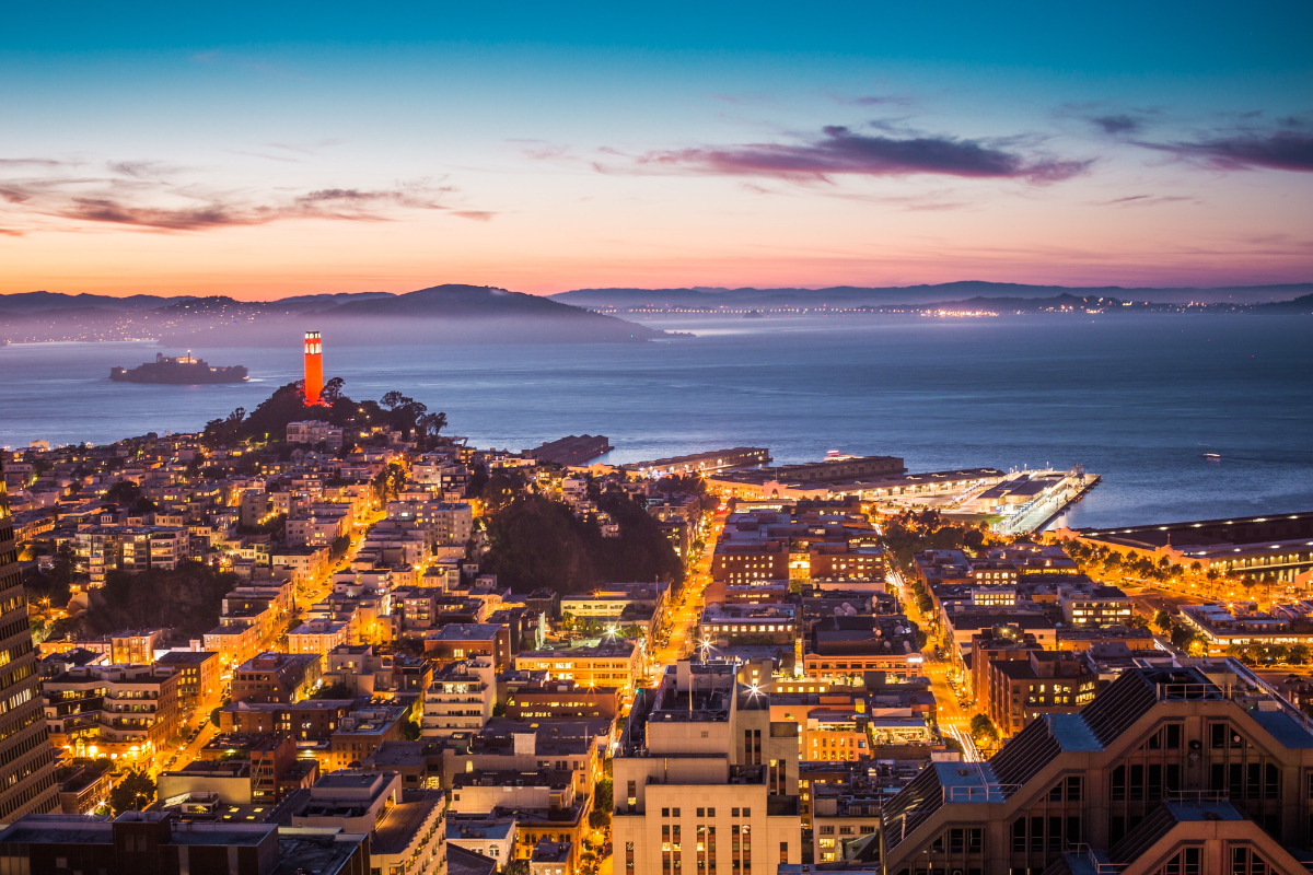 San Francisco skyline after sunset