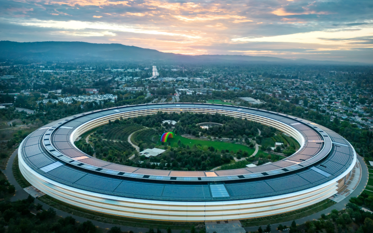 Apple's four-story circular building in Cupertino, California
