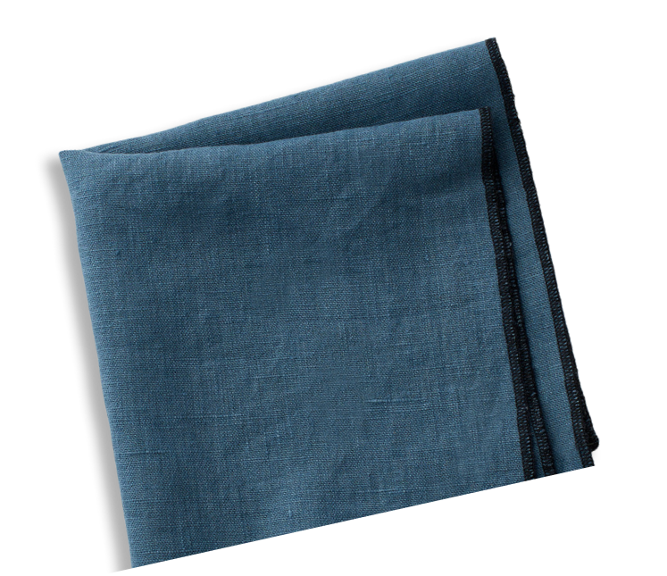 A navy blue napkin.