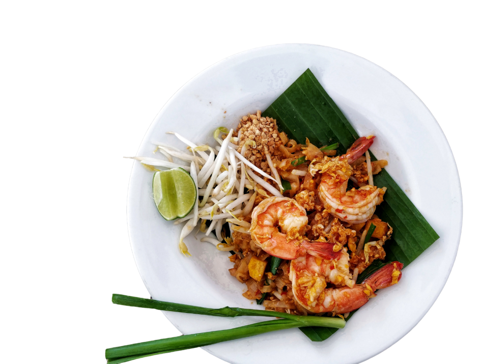 A plate of bean sprouts and stir-fry shrimp.